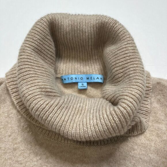 Antonio Melani 100% Cashmere Turtleneck Poncho Sweater Tan Size Small - Picture 1 of 5